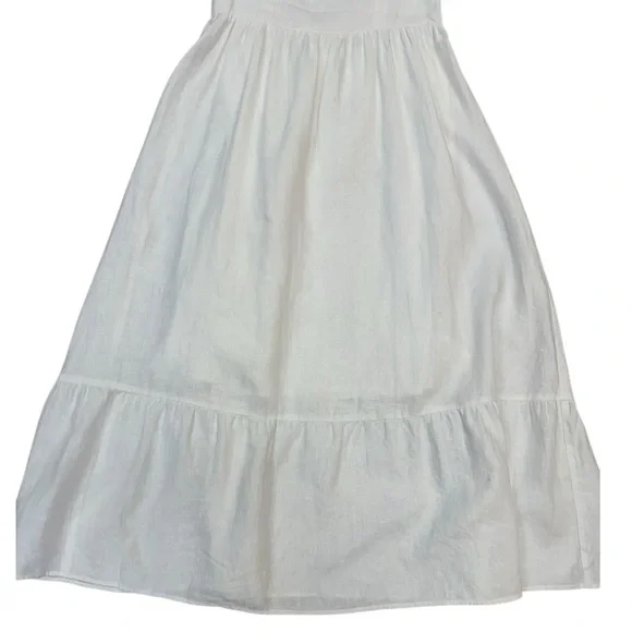 NWT Reformation Lucila Linen Dress Ruffle Trimmed Midi in White Size 8